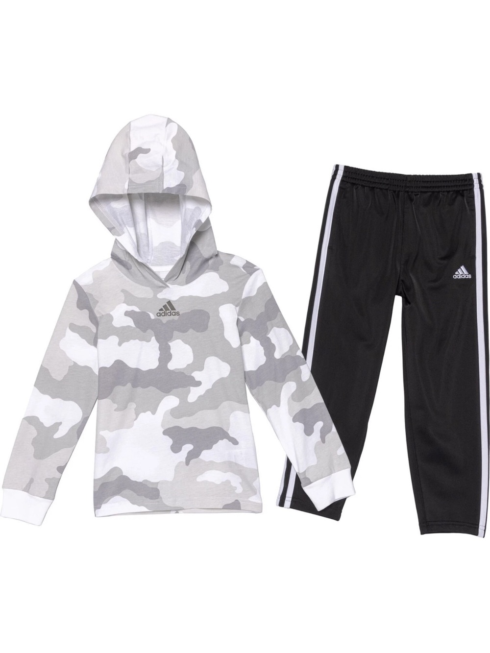 adidas Originals Gray Camo Hoodie & Black Track Pants Kids Set